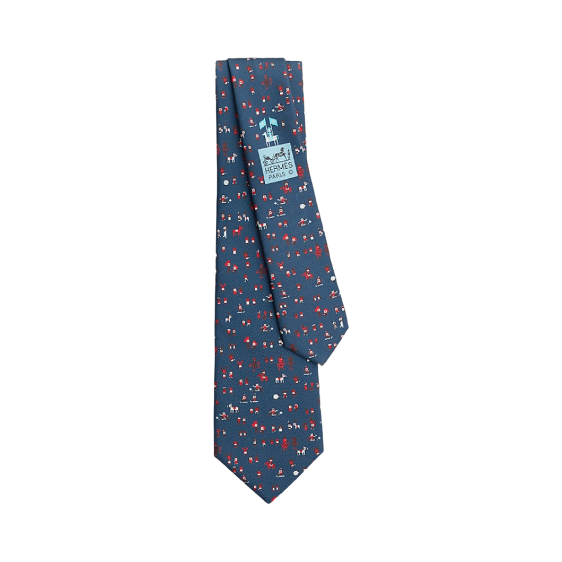 에르메스 타이 7 포부르 파티 타이 마린 보르도 블랑(Hermes Tie 7 Faubourg Party Tie Marine Bordeaux Blanc) - 1