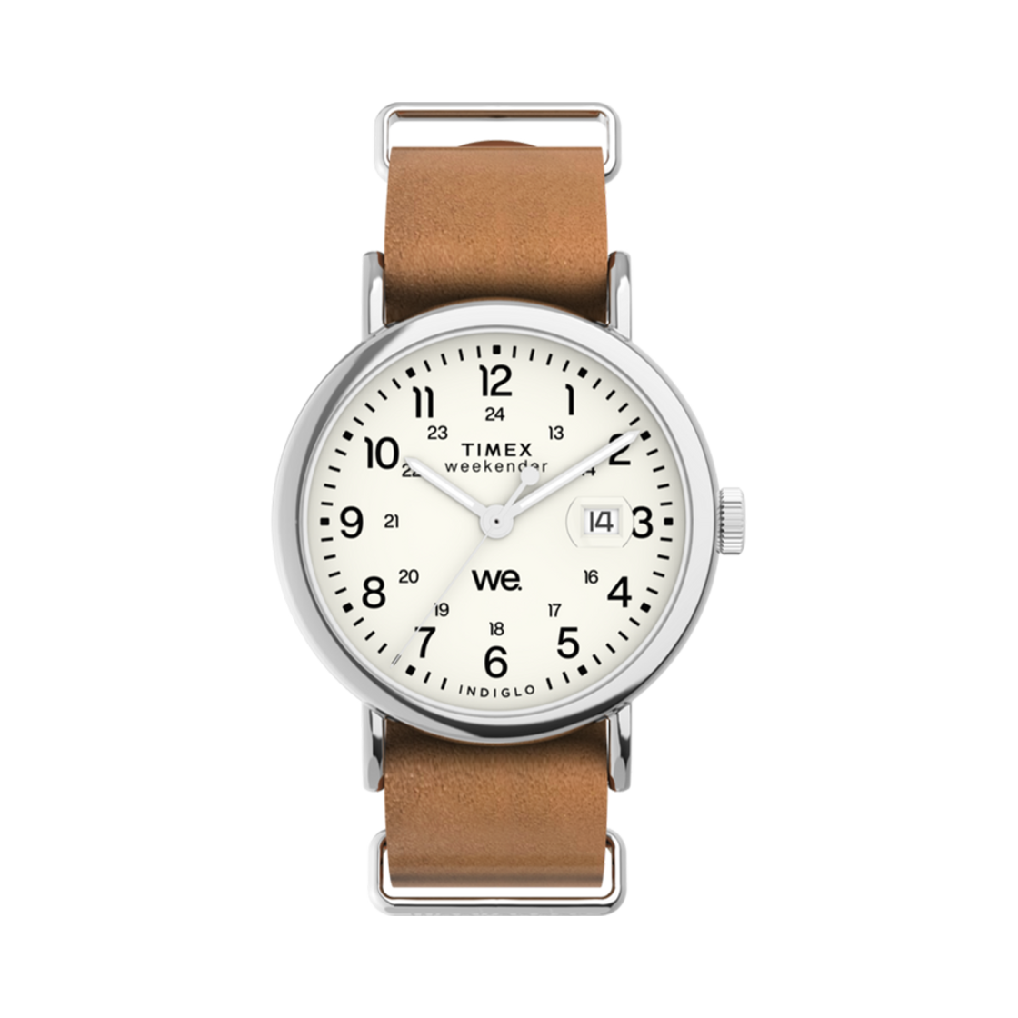 타이맥스 위켄더 40mm 레더 스트랩 워치 브라운 실버톤(Timex Weekender 40mm Leather Strap Watch Brown Silver Tone)