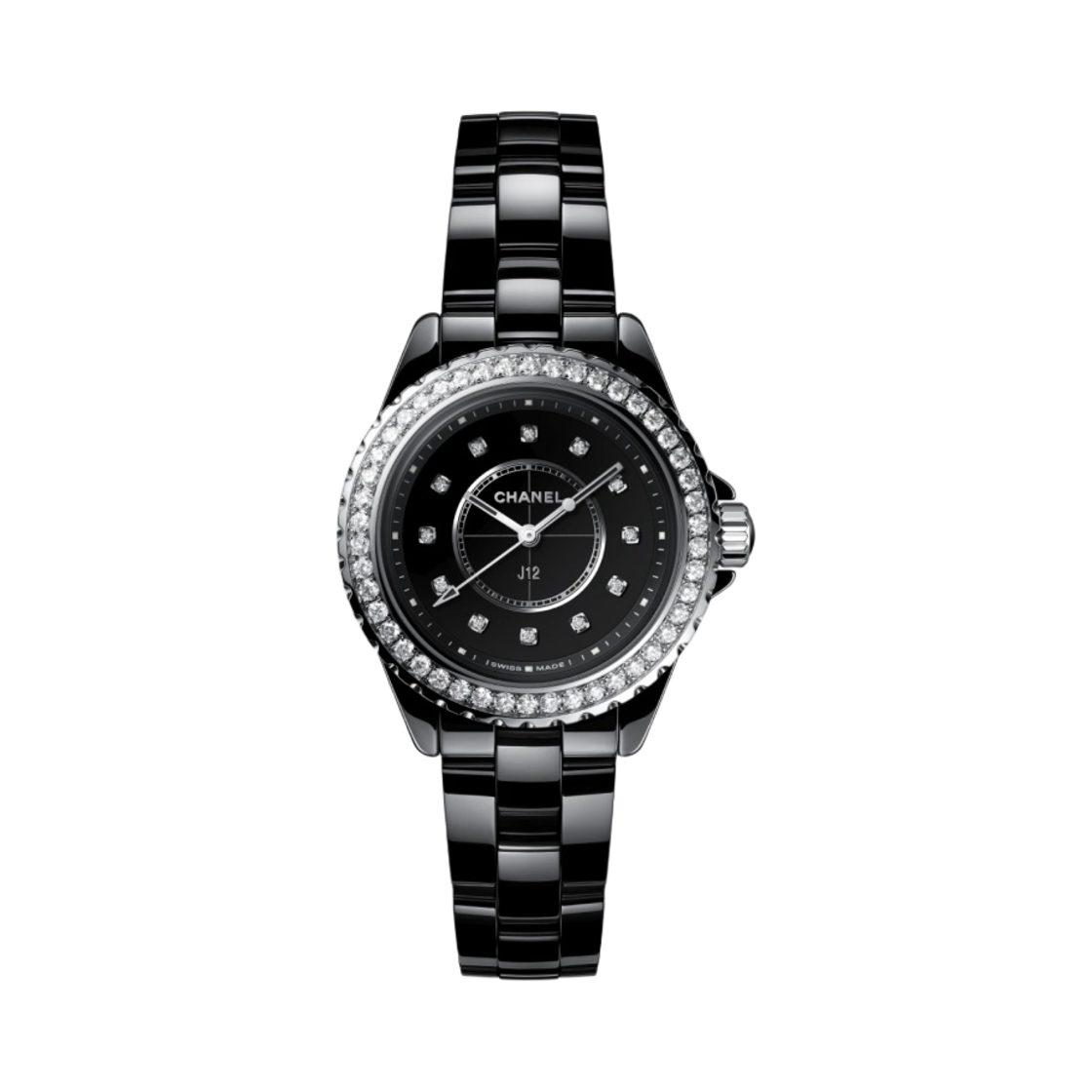 H6419 Chanel J12 Watch 33mm Quartz Black Diamond Bezel & Indicators