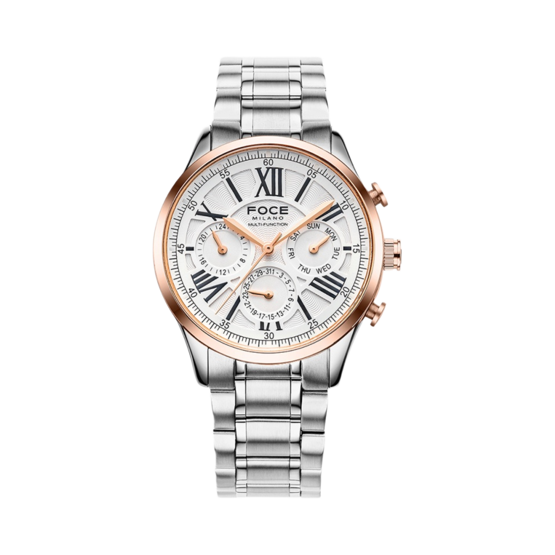 포체 43mm 메탈 워치 화이트 로즈 골드(Foce 43mm Metal Watch White Rose Gold)