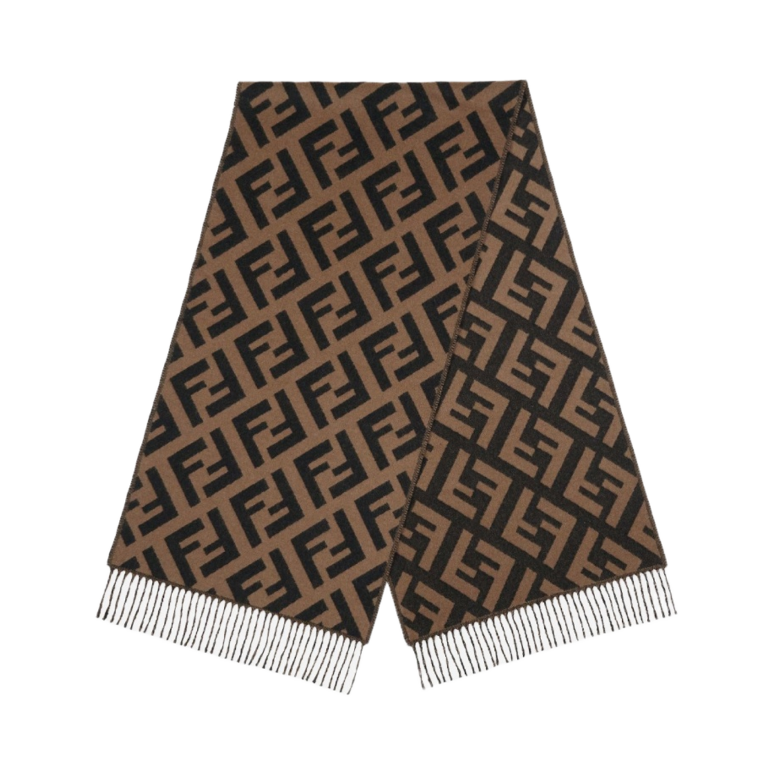 FXT260A8RSF0QE1 Fendi FF Cashmere Scarf Brown