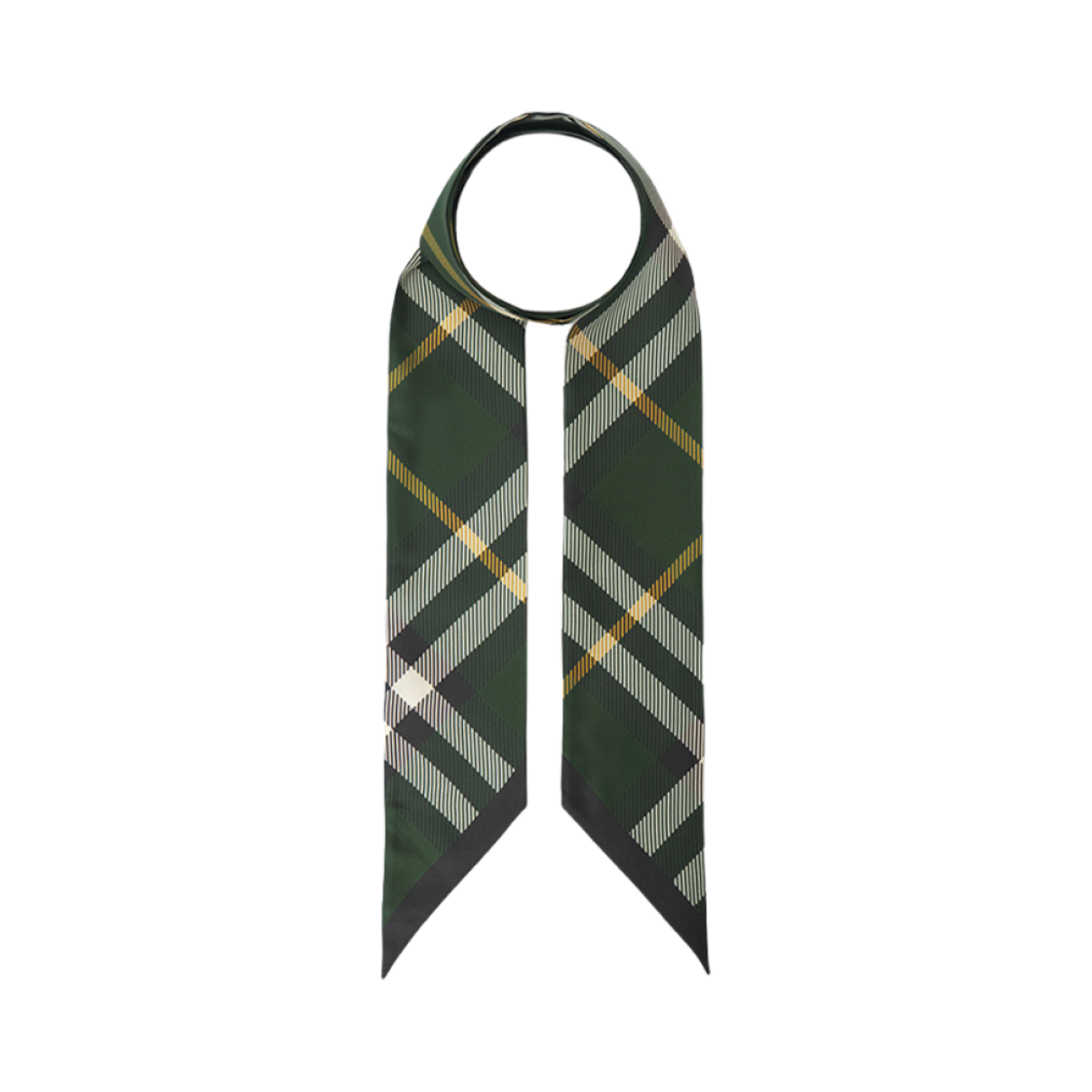 (W) 버버리 체크 트윌리 실크 스카프 그린((W) Burberry Check Twilly Silk Scarf Green)