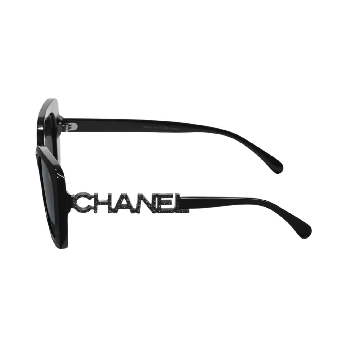 샤넬 스퀘어 선글라스 아세테이트 스트라스 & 블랙 프레임 그레이 렌즈 인터내셔널 핏(Chanel Square Sunglasses Acetate Strass & Black Frame Grey Lenses International Fit) - 4