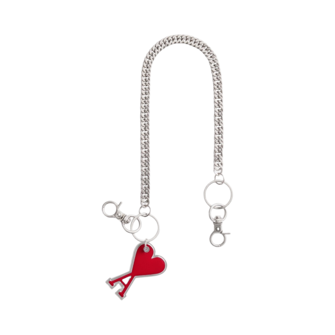 아미 하트 로고 플레인 체인 키링 레드(AMI de Coeur Plain Chain Keyring Red)