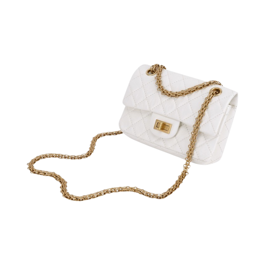 샤넬 2.55 미니 핸드백 빈티지 카프스킨 & 골드 메탈 화이트(Chanel Mini 2.55 Handbag Aged Calfskin & Gold White) - 3