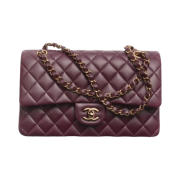 Chanel Classic 11.12 Handbag Grained Shiny Calfskin & Gold Burgundy