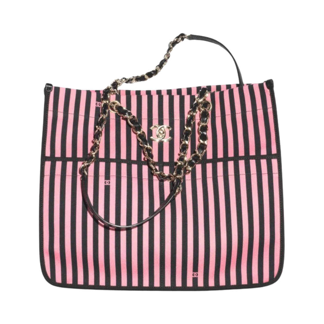 샤넬 쇼핑백 프린티드 캔버스 & 골드 메탈 블랙 핑크(Chanel Shopping Bag Printed Canvas & Gold Black Pink) - 1