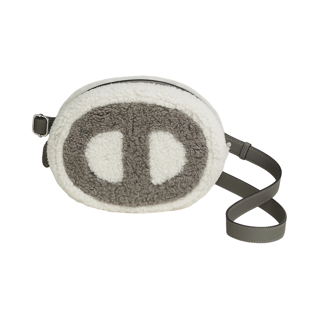 에르메스 인 더 루프 플러치 벨트 백 스위프트 메리노 울 & 팔라듐 하드웨어 에크류 그리 메이어(Hermes In The Loop Pluch Bełt Bag Swift Merino Wool & Palladium Ecru Gris Meyer) - 1