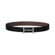 Hermes H D'Ancre Belt Buckle & Reversible Leather Strap 32mm & Silver Noir Chocolat