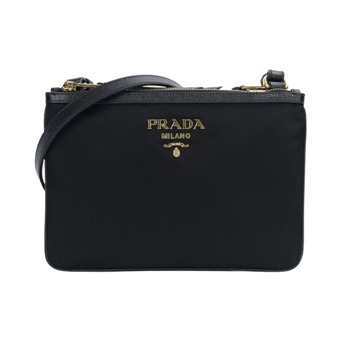프라다 나일론 더블 지퍼 크로스바디백 블랙(Prada Nylon Double Zipped Crossbody Bag Black) - 1