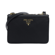 Prada Nylon Double Zipped Crossbody Bag Black