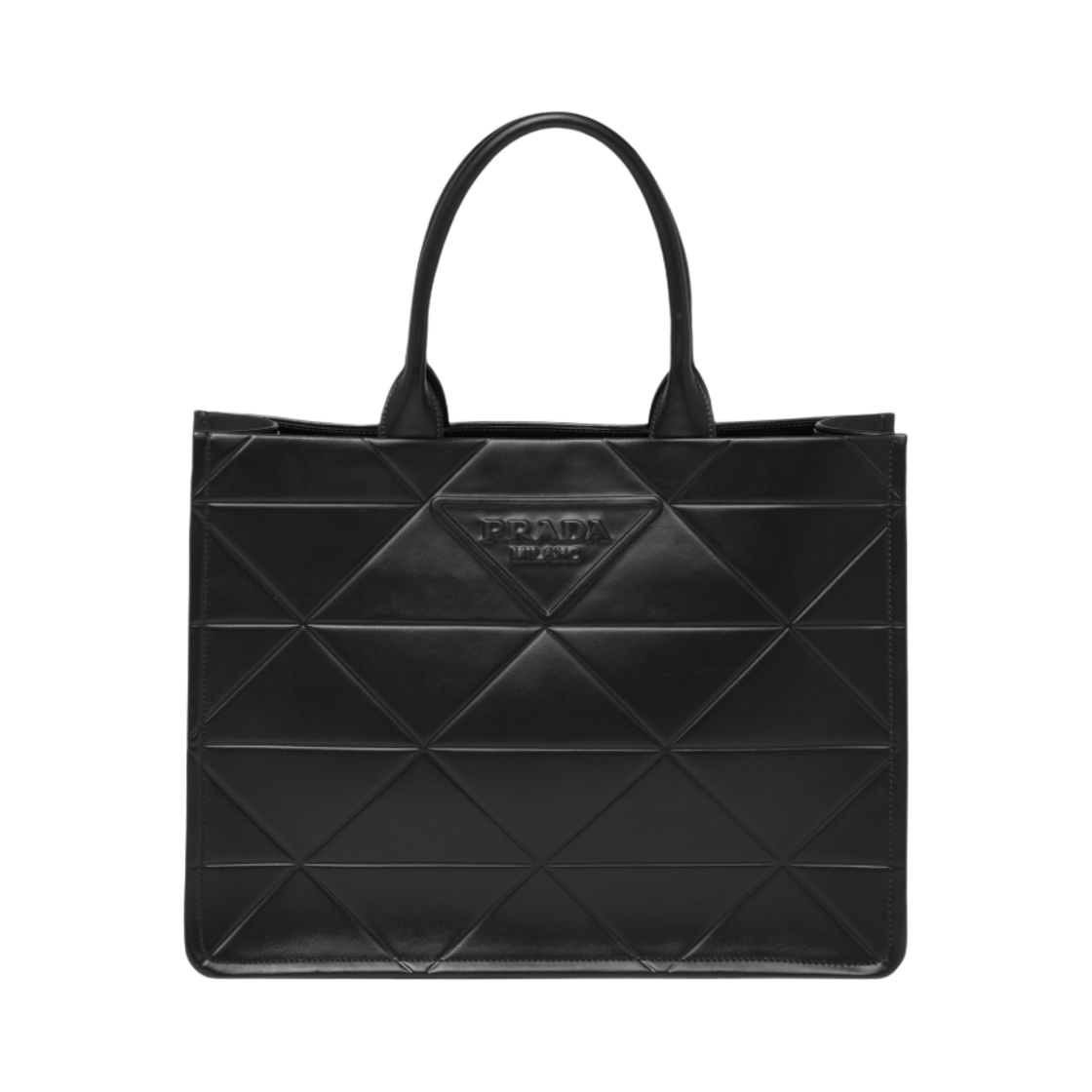 프라다 레더 토트백 탑스티칭 블랙
