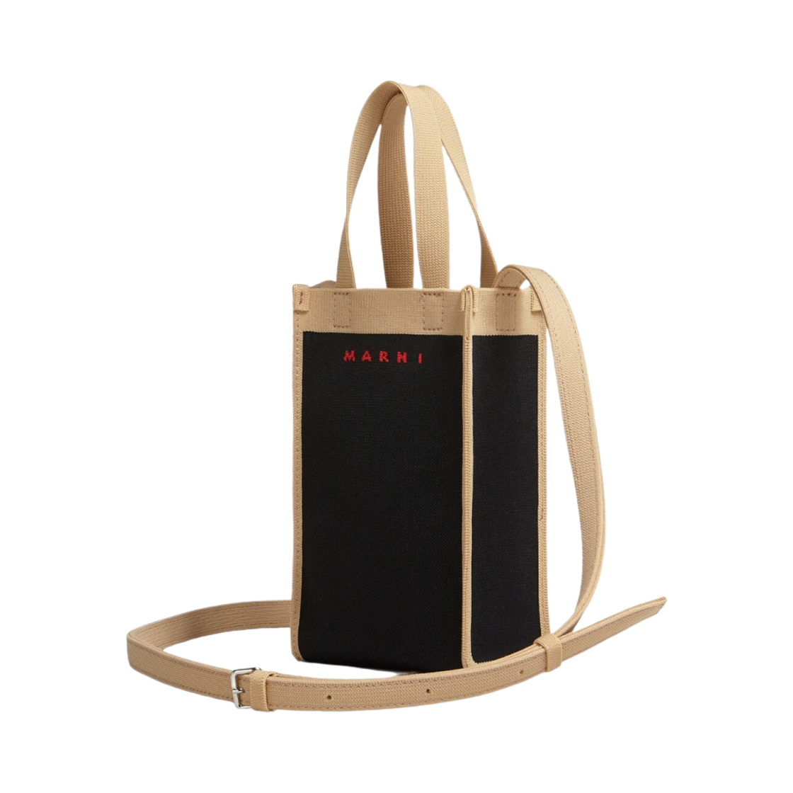 마르니 자카드 미니 숄더백 블랙 베이지(Marni Jacquard Mini Shoulder Bag Black Beige) - 2