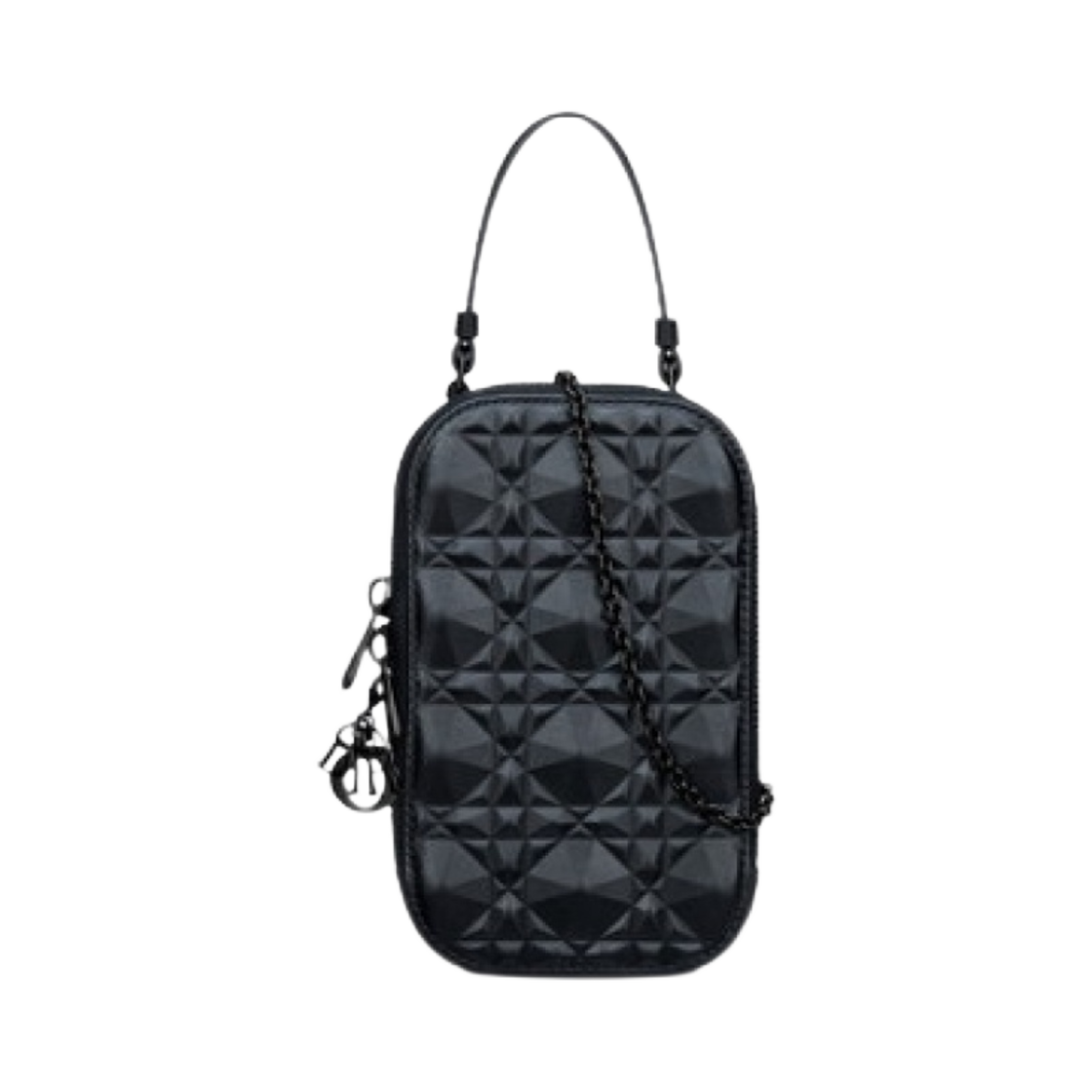 디올 레이디 휴대폰 홀더 다이아몬드 까나쥬 카프스킨 블랙(Dior Lady Phone Holder Diamond Cannage Calfskin Black) - 1