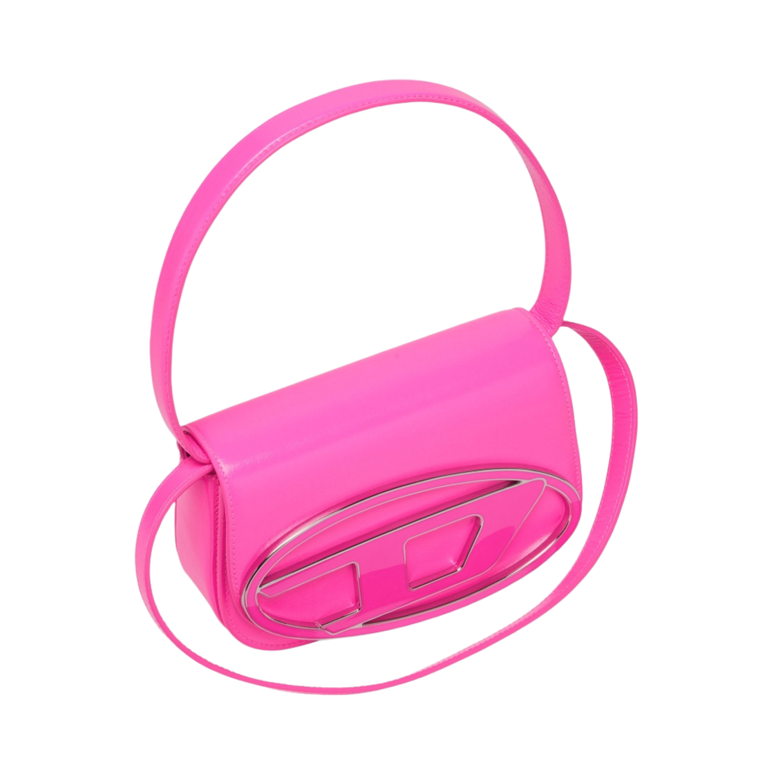 디젤 1DR 숄더백 인 네온 레더 핑크 플루오(Diesel 1DR Shoulder Bag in Neon Leather Pink Fluo) - 4