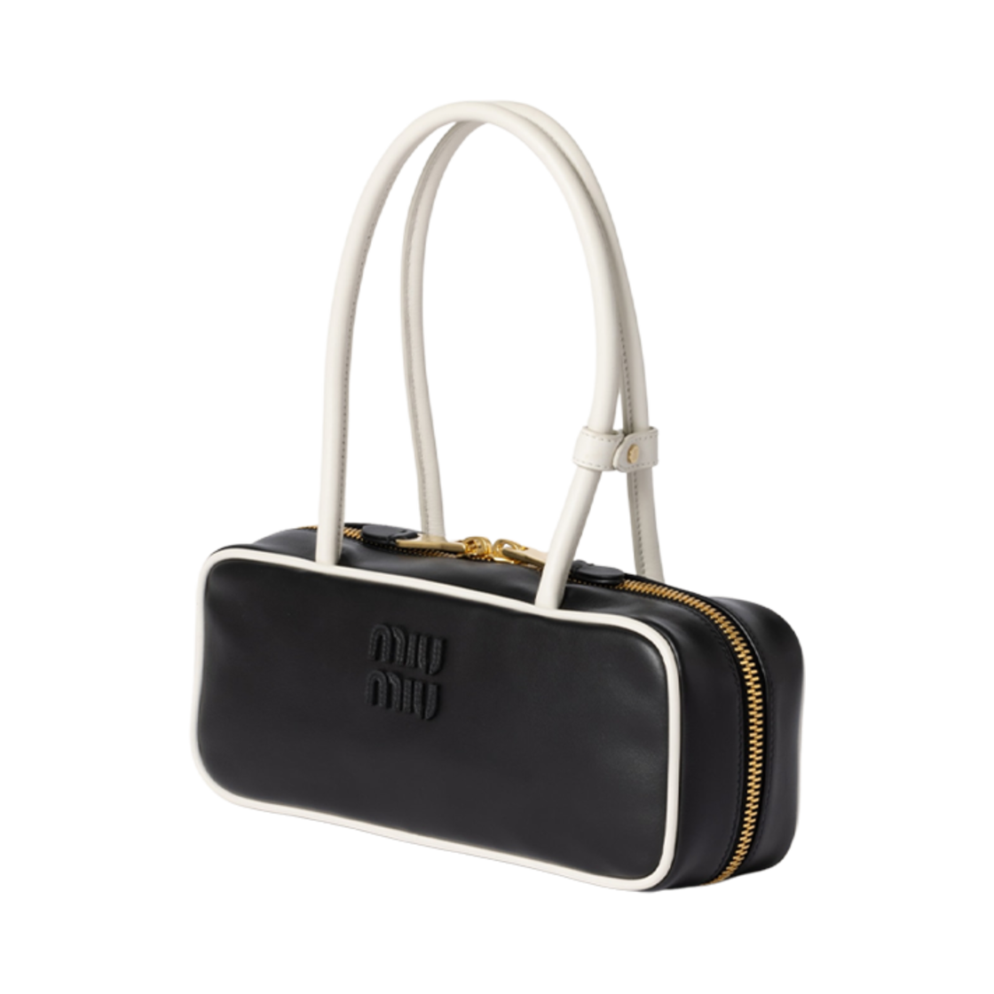 미우 미우 레더 보 백 블랙 화이트(Miu Miu Leather Beau Bag Black White) - 2