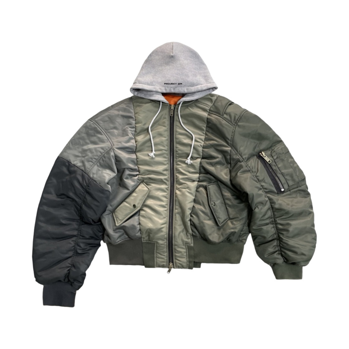 프로젝트 G/R 언밸런스드 리워크 봄버 자켓 카키(Project G/R Unbalanced Reworked Bomber Jacket Khaki)