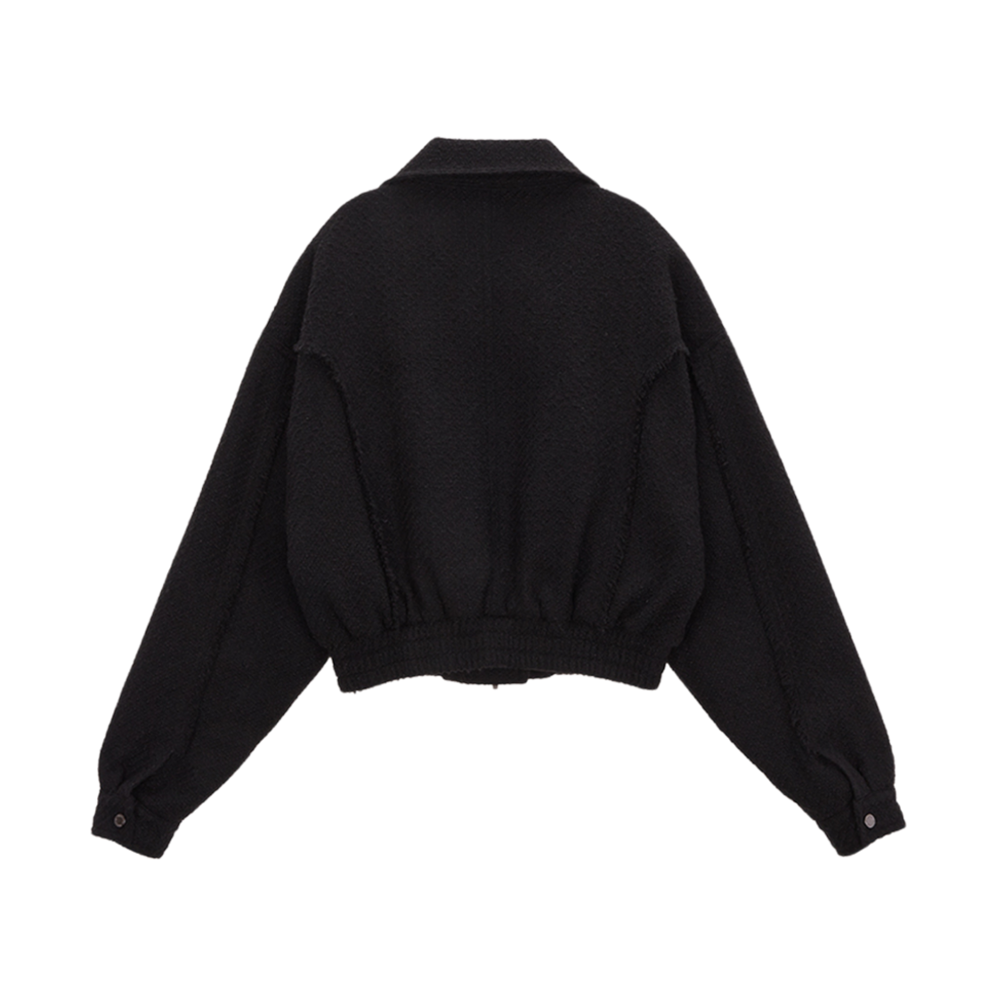 (W) 마뗑킴 트위드 하이 넥 벌룬 점퍼 블랙((W) Matin Kim Tweed High Neck Balloon Jumper Black) - 2
