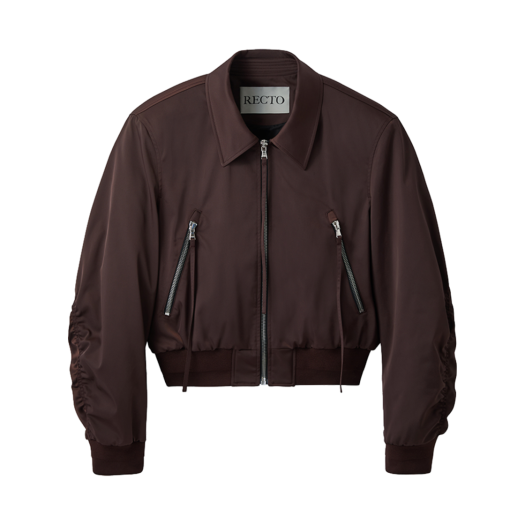 RM25SWJP004RB Recto Zipper Details Structured Tim Bomber Red Brown