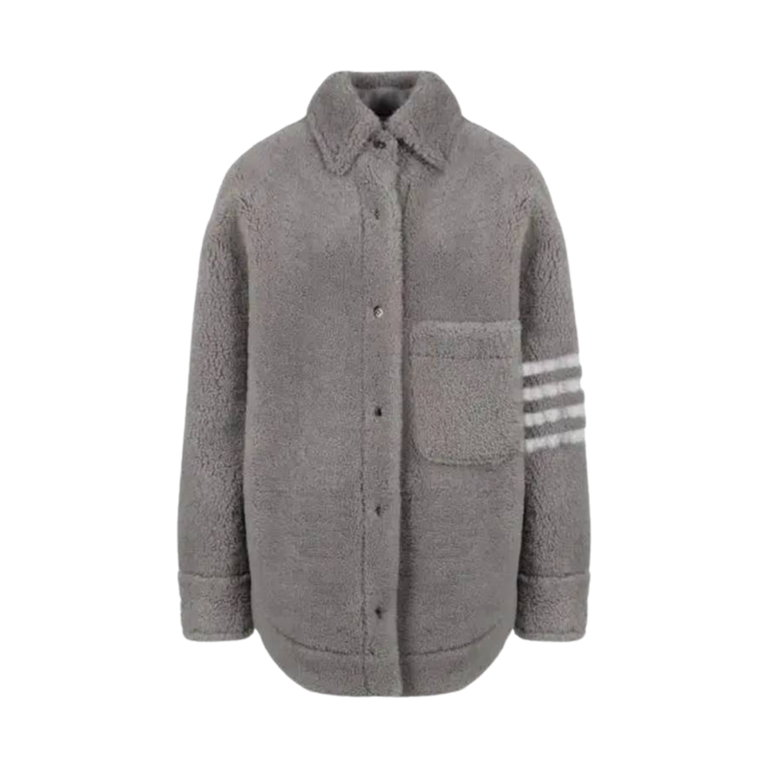 (W) 톰브라운 시어링 사선 셔츠 자켓 미디움 그레이((W) Thom Browne Shearing 4-Bar Shirt Jacket Medium Grey) - 1