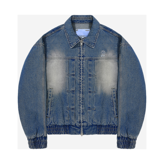 OYBCF1OU024BL OY C.B Damage Logo Washed Denim Jacket Blue