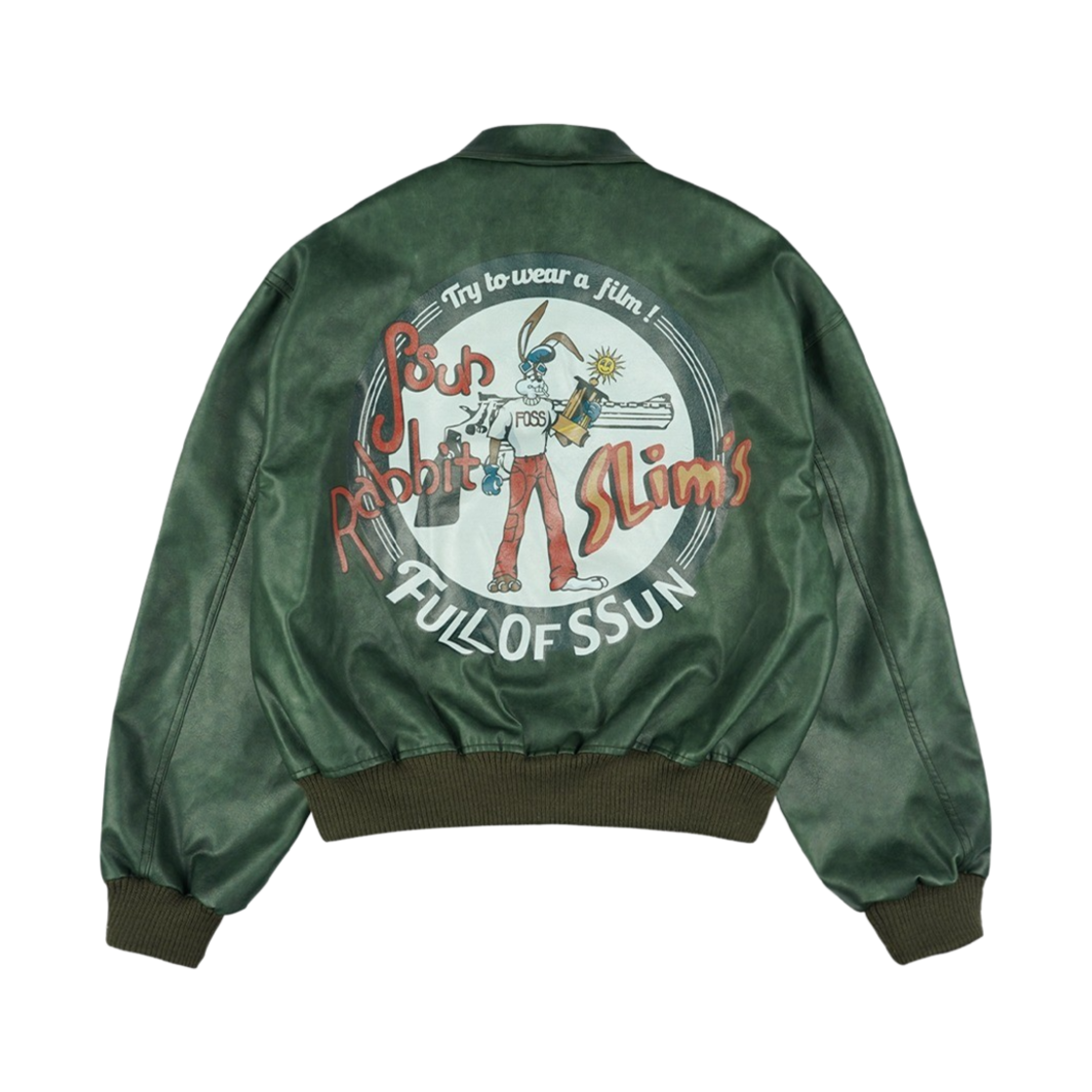 24SS-03 Full of Ssun Ssun Rabit Slims Leather Jacket Green