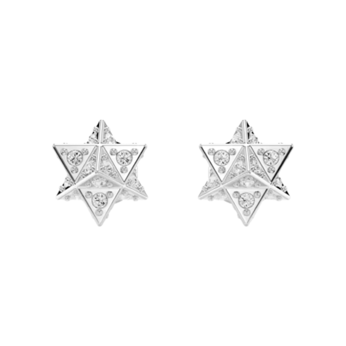 5700322 (W) Swarovski Dextera Stud Earrings Round Cut Star White Rhodium Plated