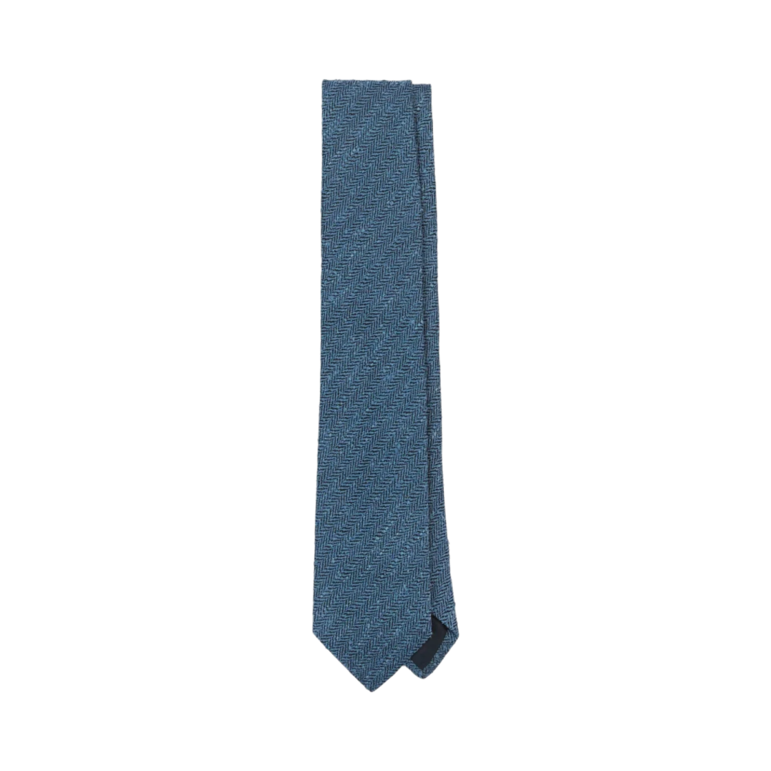 DR1AAN-24630-03-200 Drake's Herringbone Shantung Silk Tipped Tie Blue