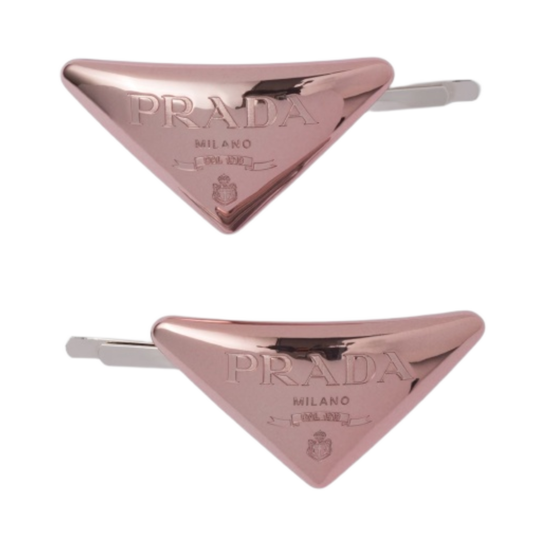 (W) 프라다 메탈 헤어 클립 알라바스터 핑크((W) Prada Metal Hair Clips Alabaster Pink) - 1