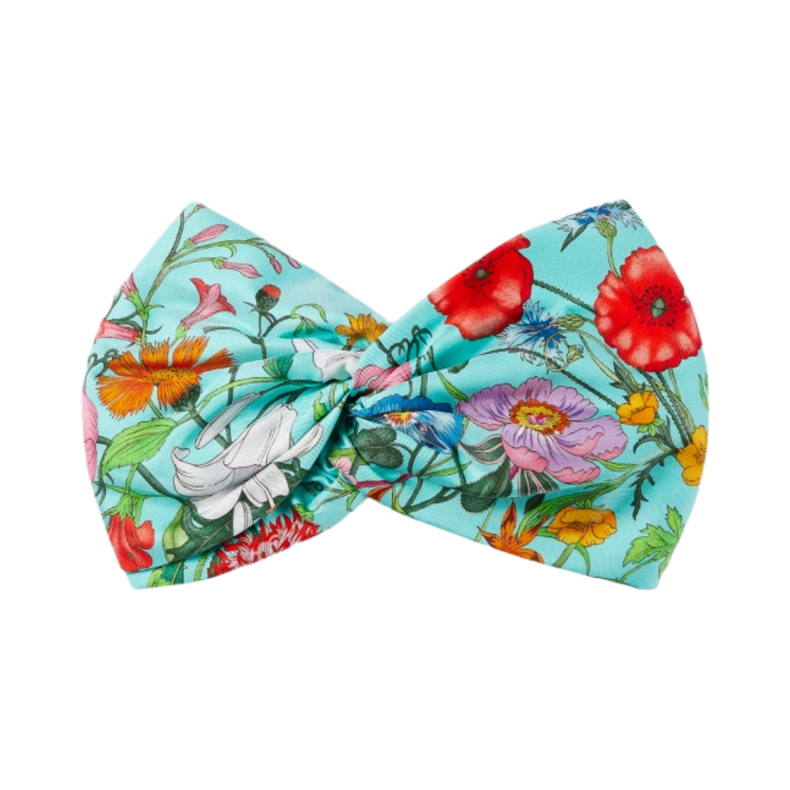 (W) 구찌 플로라 프린트 실크 헤드밴드 그린 멀티컬러((W) Gucci Flora Print Silk Headband Green Multicolour) - 1