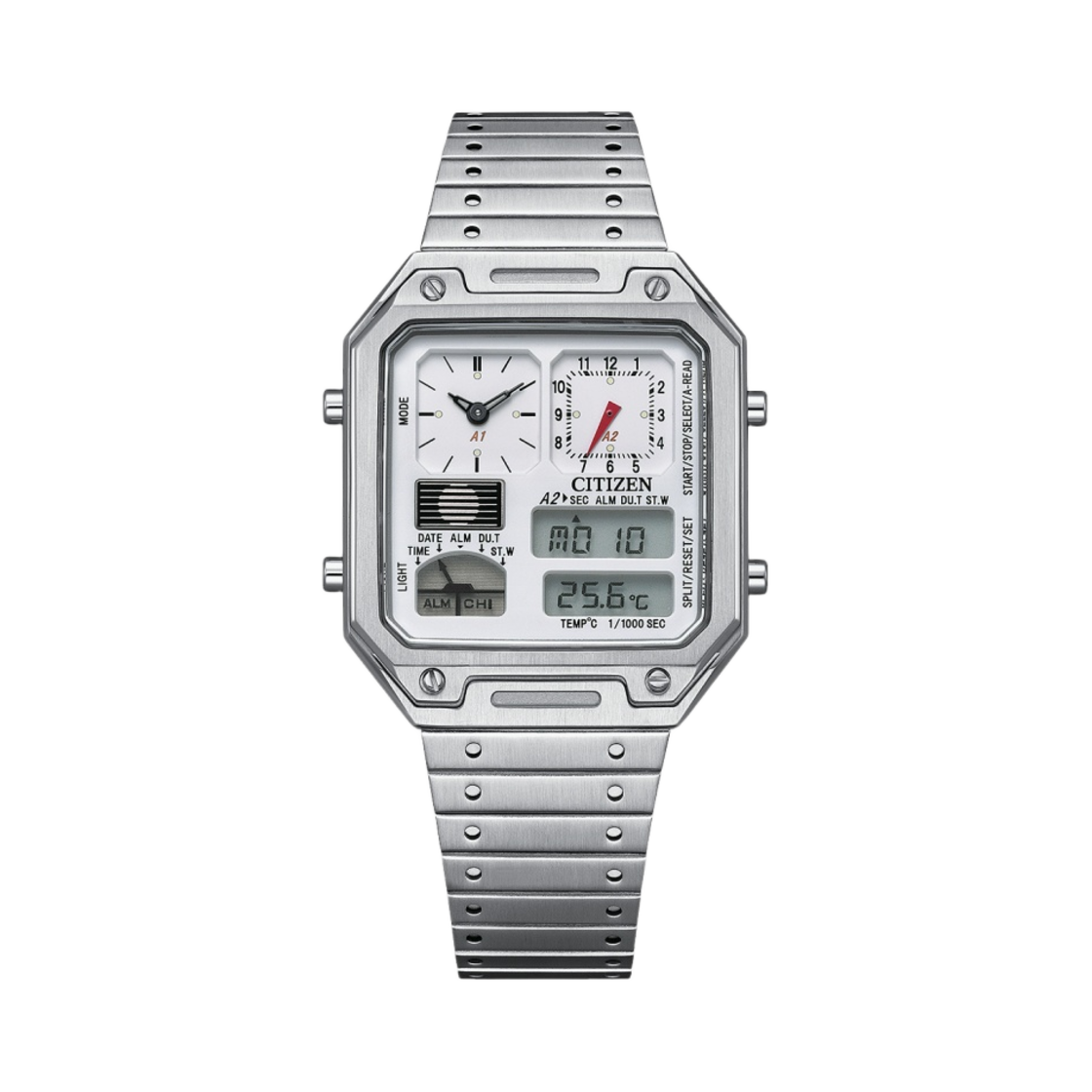 JG2120-65A Citizen Record Label Thermo Sensor 33.4mm Stainless Steel White Silver