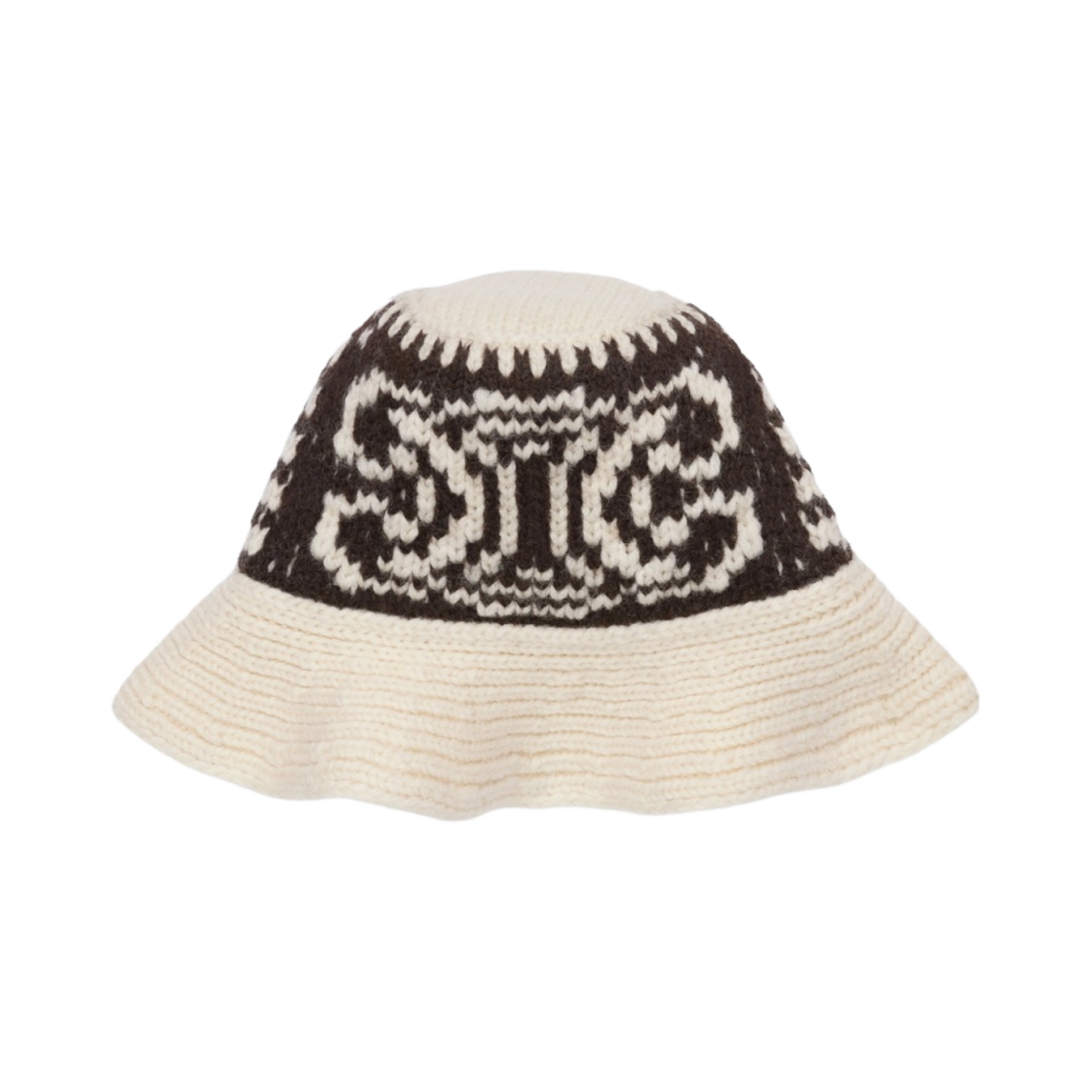 (W) 셀린느 울 트리옹프 버킷햇 오프 화이트 브라운((W) Celine Triomphe Bucket Hat in Wool Off White Brown) - 1