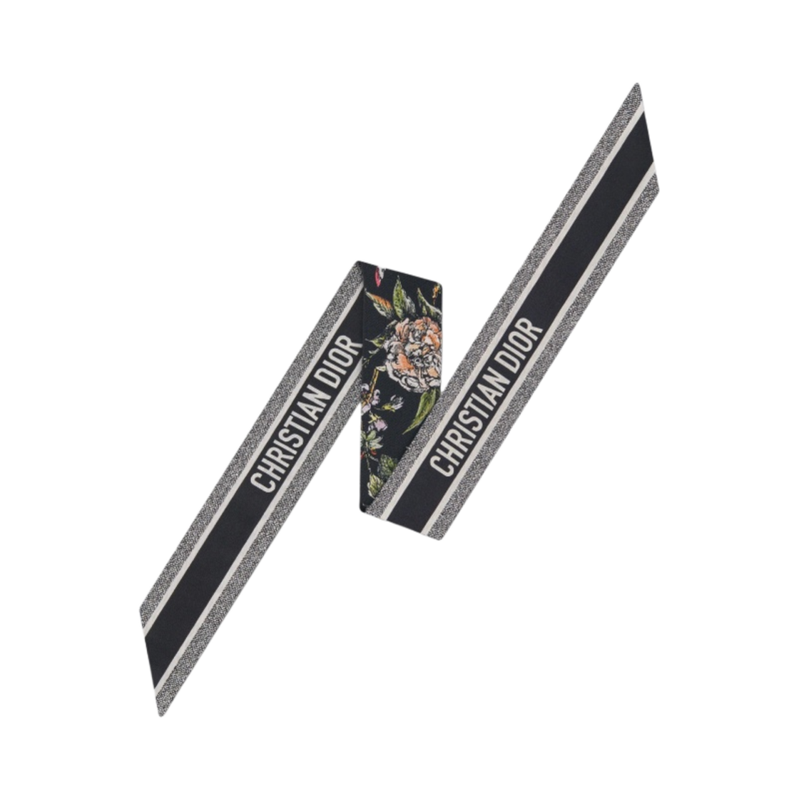 (W) 디올 쟈뎅 보타니크 미차 스카프 실크 트윌 블랙 멀티컬러((W) Dior Jardin Botanique Mitzah Scarf Silk Twill Black Multicolor) - 2