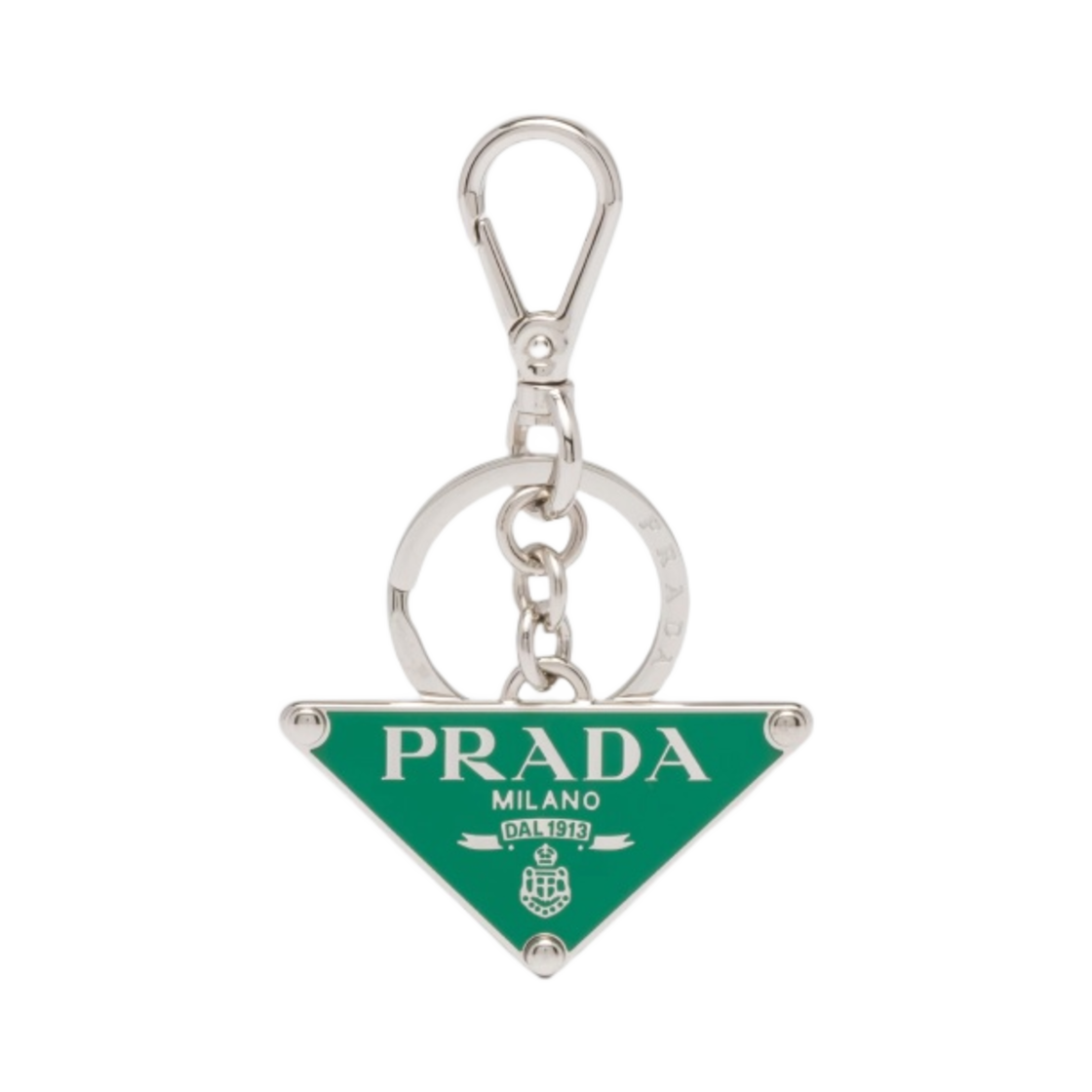 【関税＆送料込み】Prada Triangle-Logo Leather Keychain Prada triangle-logo Leather Keychain | Black | FARFETCH