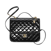 Chanel Large Backpack Patent Calfskin & Gold Black