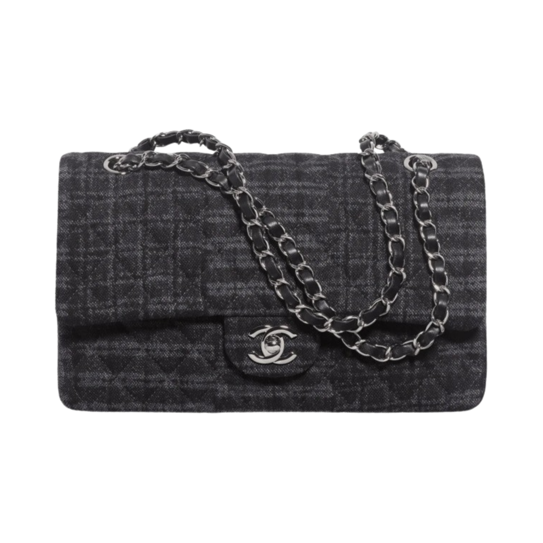 샤넬 클래식 11.12 핸드백 프린티드 데님 & 루테늄 메탈 블랙 그레이(Chanel Classic 11.12 Handbag Printed Denim & Ruthenium Black Gray) - 1