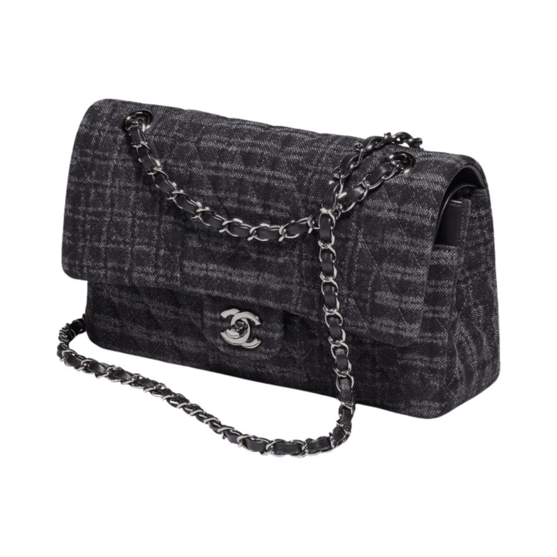 샤넬 클래식 11.12 핸드백 프린티드 데님 & 루테늄 메탈 블랙 그레이(Chanel Classic 11.12 Handbag Printed Denim & Ruthenium Black Gray) - 2