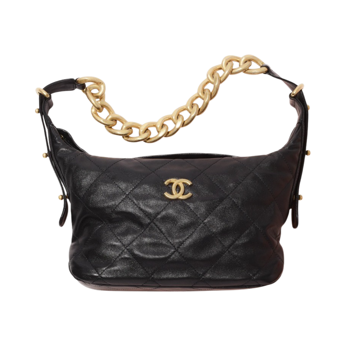 샤넬 호보 핸드백 카프스킨 & 골드 메탈 블랙