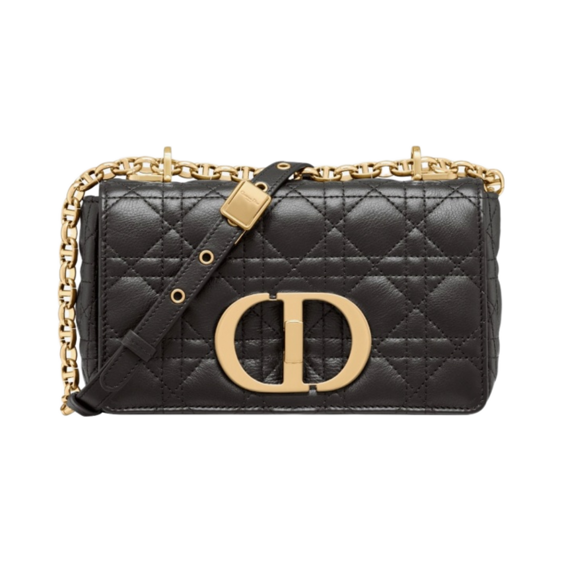 M9241UWHC-M900 Dior Small Caro Bag Supple Cannage Calfskin Black