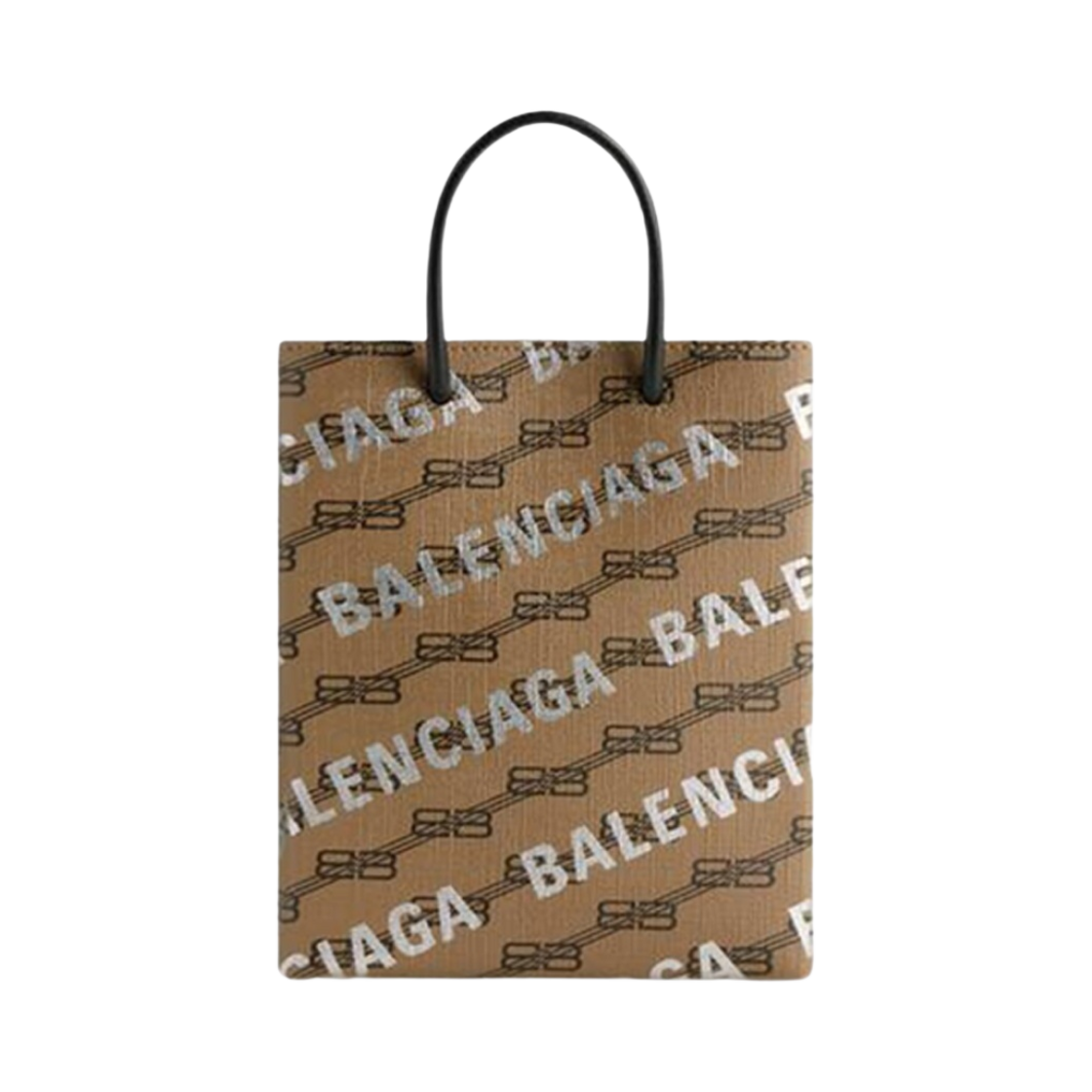 발렌시아가 라지 쇼핑 백 BB 모노그램 코티드 캔버스 앤 올오버 로고 베이지(Balenciaga Large Shopping Bag BB Monogram Coated Canvas And Allover Logo Beige) - 1