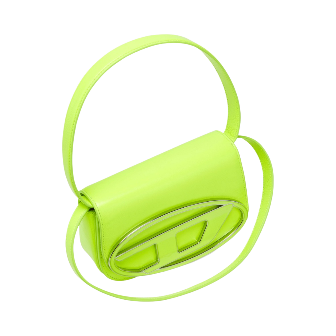 디젤 1DR 숄더백 인 네온 레더 옐로우 플루오(Diesel 1DR Shoulder Bag in Neon Leather Yellow Fluo) - 4