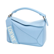 Loewe Small Puzzle Bag In Satin Calfskin Dusty Blue