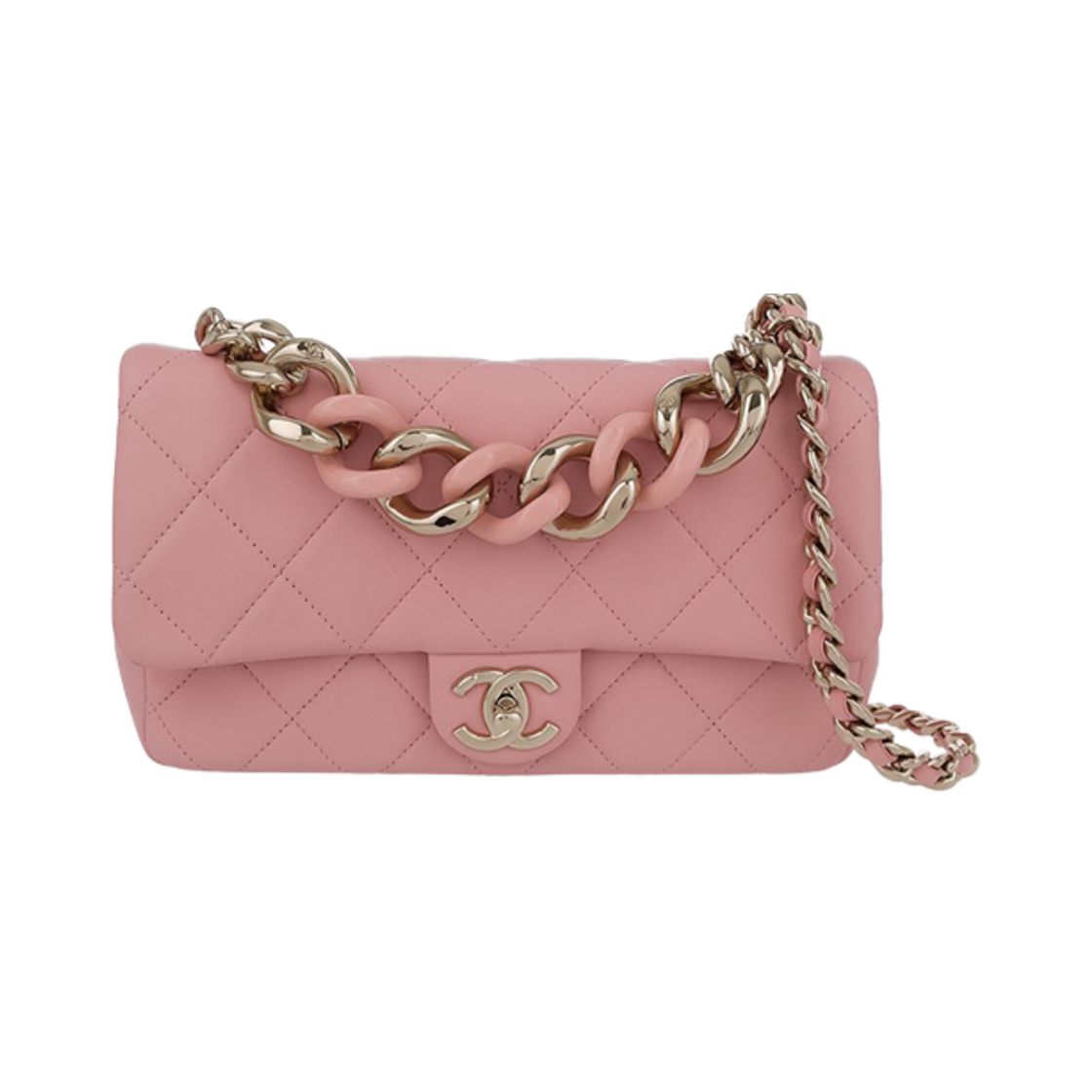 샤넬 와일드 체인 플랩백 핑크 샴페인골드 램스킨