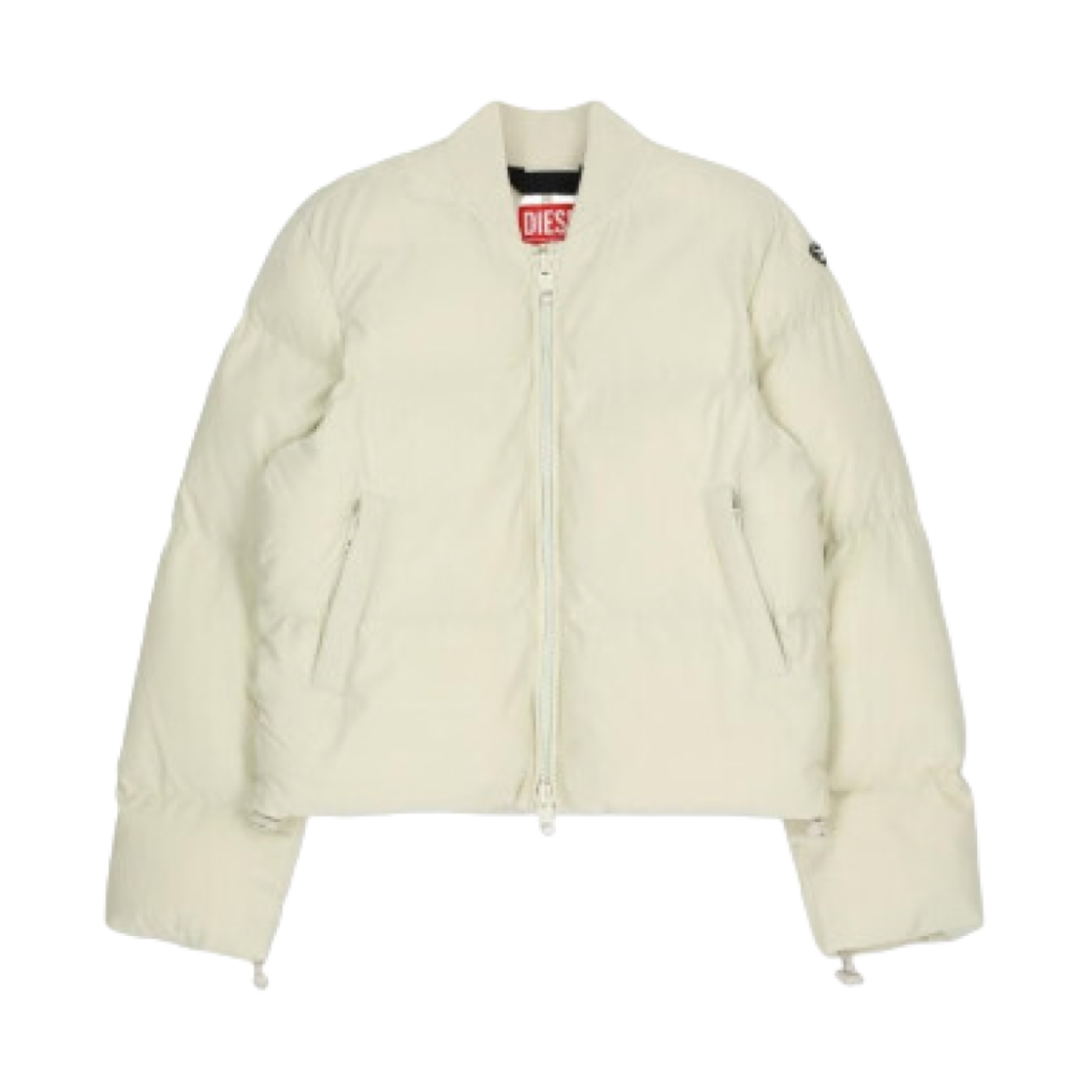 (W) 디젤 W-올루치 오발 D 패치 퍼퍼 자켓 아이보리((W) Diesel W-Oluch Puffer Jacket with Oval D Patch Ivory) - 1