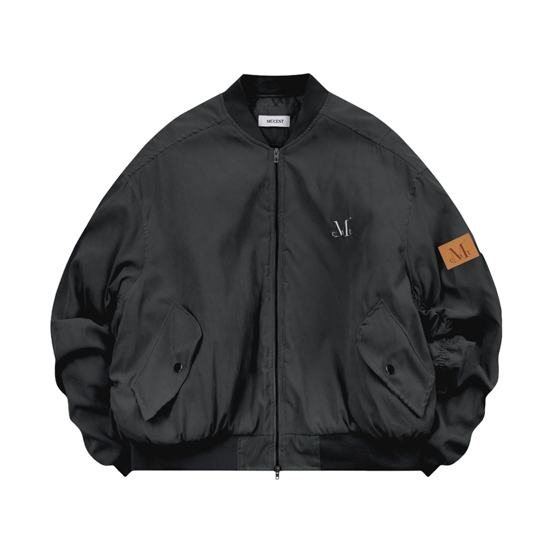 P00000RI_BK MUCENT Wales Pigment Washing Shirring MA-1 Black