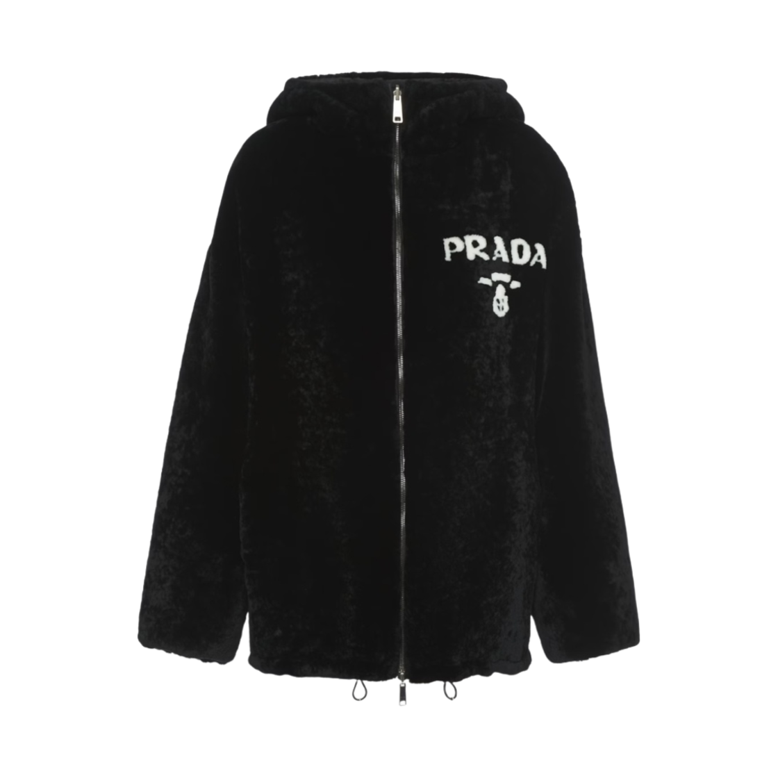 (W) 프라다 리버시블 개버딘 셔링 자켓 블랙((W) Prada Reversible Gabardine and Shearling Jacket Black) - 1
