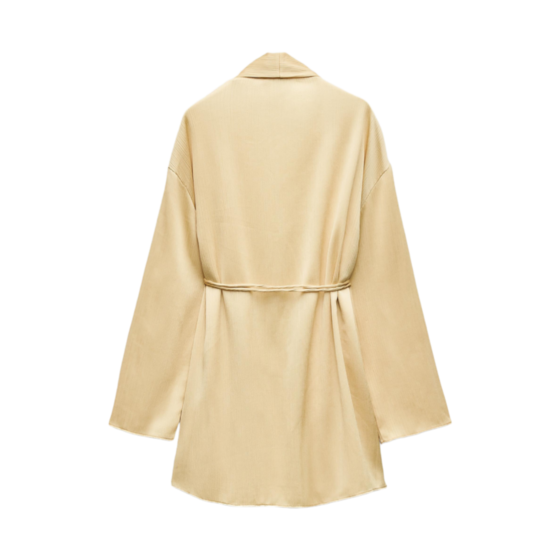 (W) 자라 플리티드 기모노 벨트 파스텔 옐로우((W) Zara Pleated Kimono with Belt Pastel Yellow) - 2