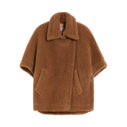 (W) Max Mara Tebe Accessori Cape in Teddy Fabric Camel