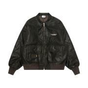 AAPE x Alpha Industries PU Leather Quilted Jacket Brown - 25SS