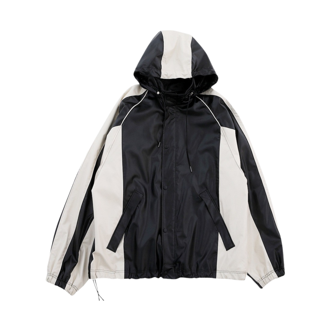 [KREAM 단독] 알렌느 포우 레더 3D 파이핑 후드 파카 블랙 크림